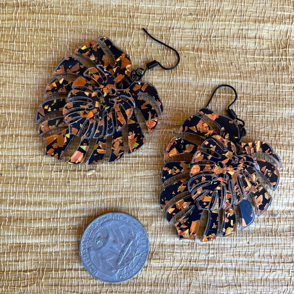 Autumn Orange Glitter Monstera Set - Picture 3 of 3